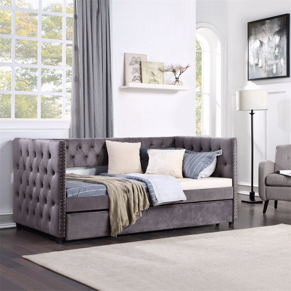 Rosdorf Park Aakeem Upholstered Daybed with Trundle